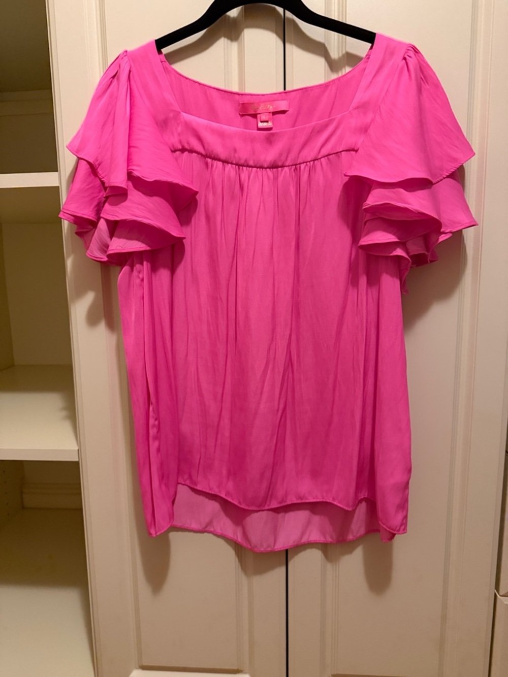 Lilly Pulitzer Hot Pink Flutter Sleeve Blouse